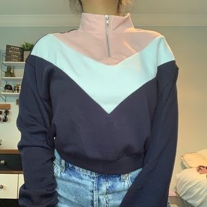 Color block 2/4 zip sweatshirt